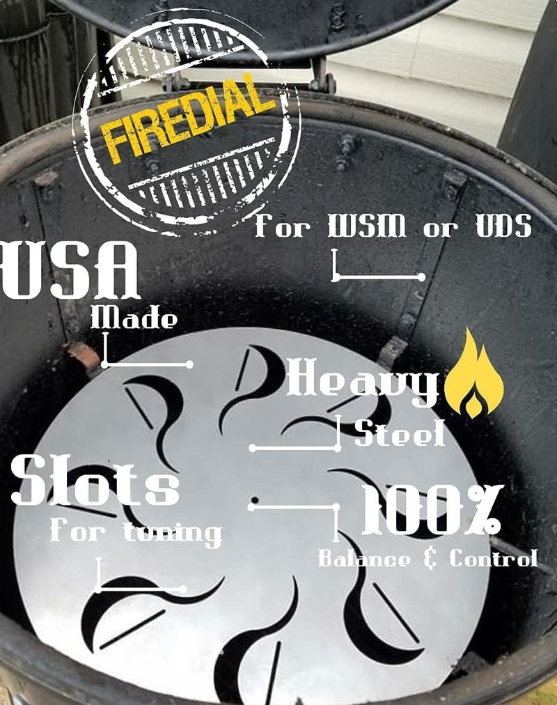 LavaLock FireDial Baffle Plate Heat Management System for Charcoal BBQ and Barbecue Smokers, UDS, WSM, Kettle (For 18 in. WSM (Stainless)) - Image 2